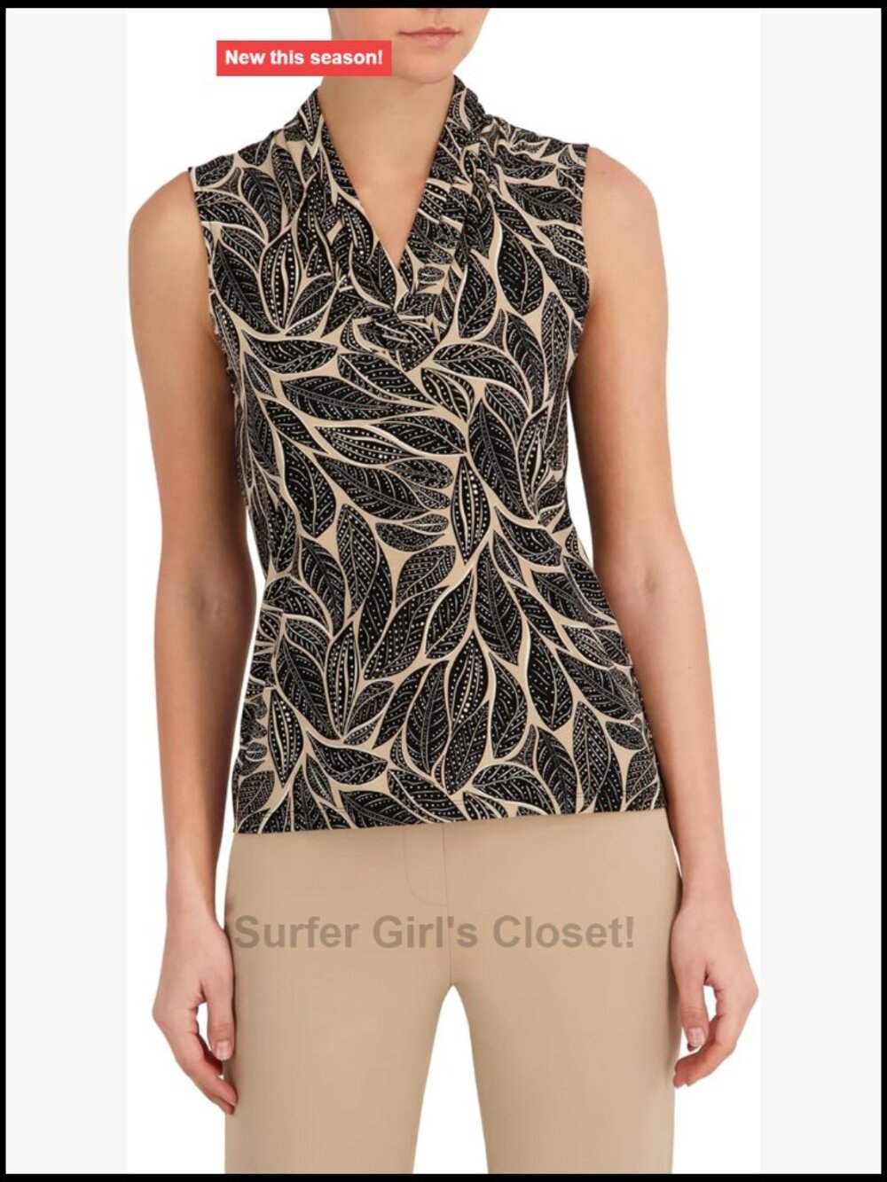 Anne Klein Sleeveless V-Neck Pleated Floral Tank Top 95% Polyester